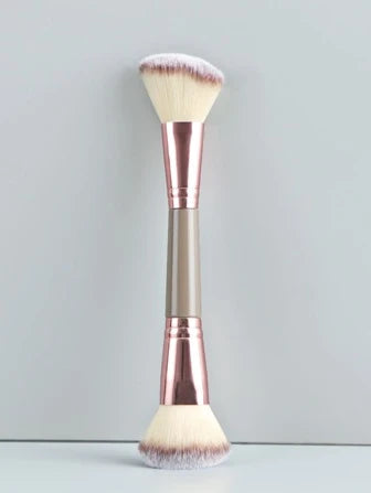 Single Dual-ended Loose Powder & Contour Makeup Brush - Khaki