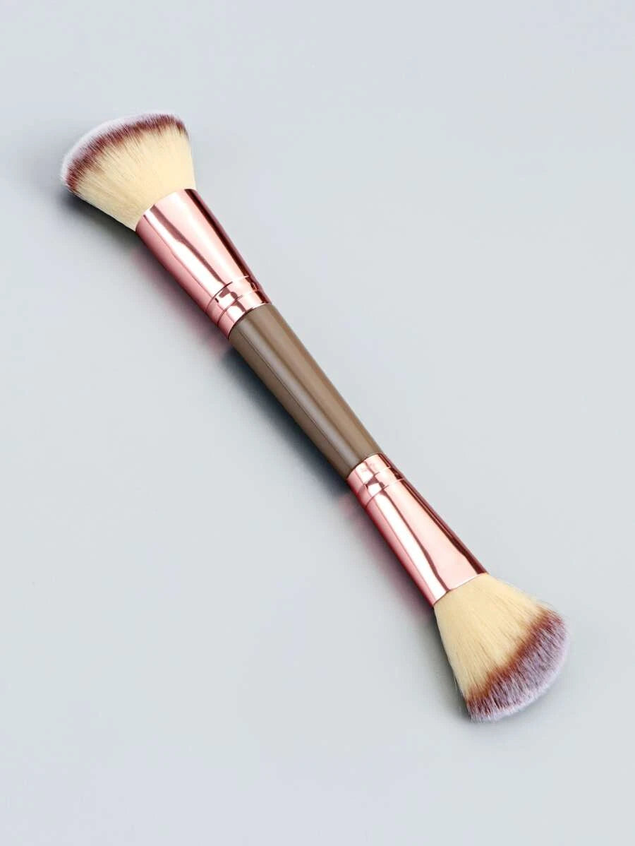 Single Dual-ended Loose Powder & Contour Makeup Brush - Khaki