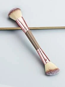 Single Dual-ended Loose Powder & Contour Makeup Brush - Khaki