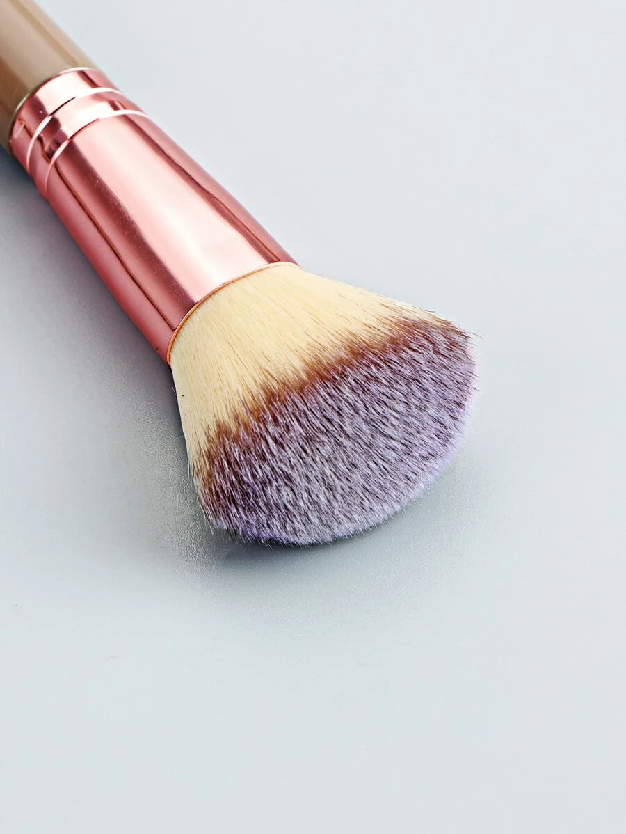 Single Dual-ended Loose Powder & Contour Makeup Brush - Khaki