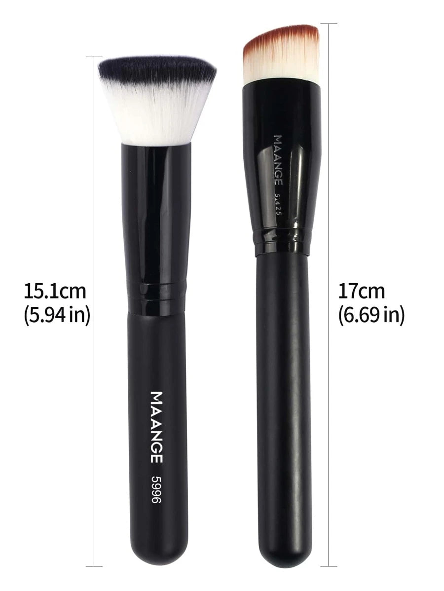 Maange 2pcs Professional Foundation Brush Set - Black