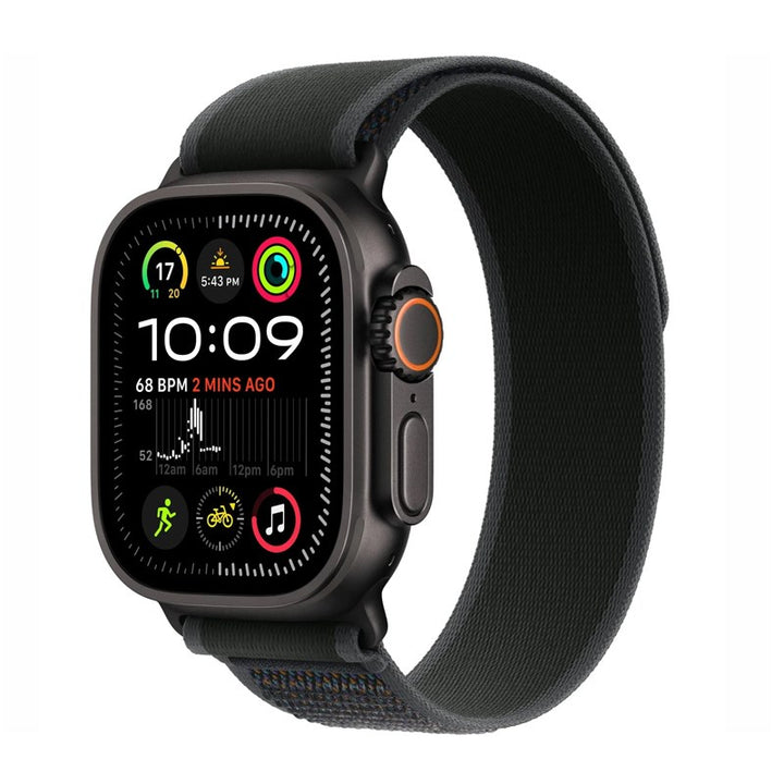 Apple Watch Ultra 2, 49mm, Black Titanium Case, Black Trail Loop, Medium/Large (GPS+Cellular)