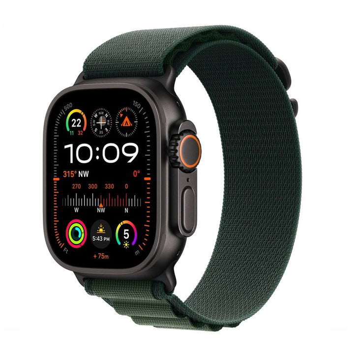 Apple Watch Ultra 2, 49mm, Black Titanium Case, Dark Green Alpine Loop (GPS+Cellular)