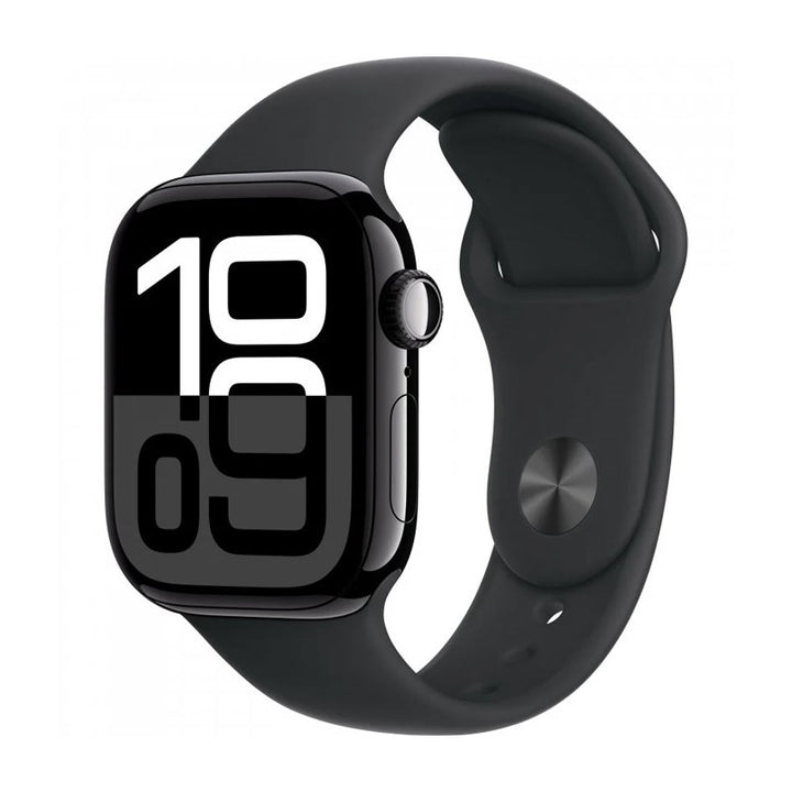 Apple Watch Series 10, 42mm, Jet Black Aluminium Case, Black Sport Band (GPS)