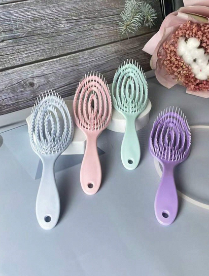 Beauty Plastic Comb With Hollow Ellipse Design For Unisex - Multicolor