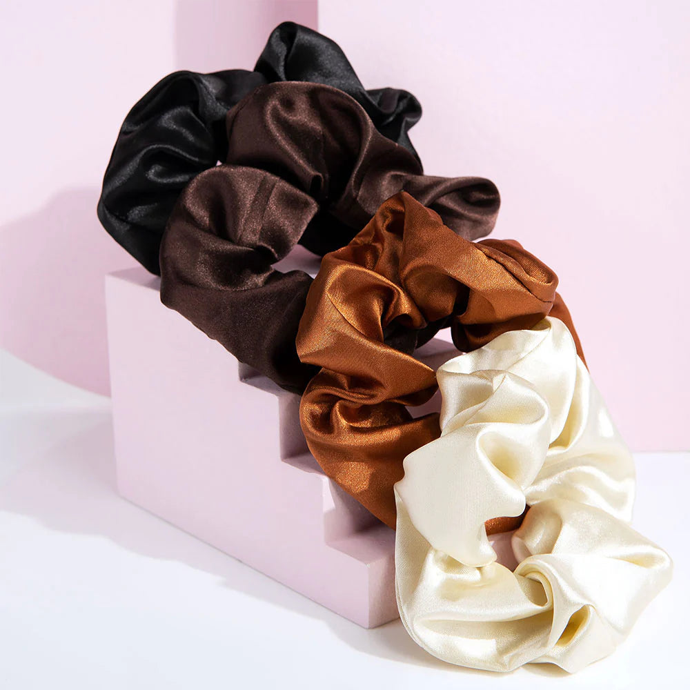 Brush Works Natural Satin Scrunchies (Pack Of 4)