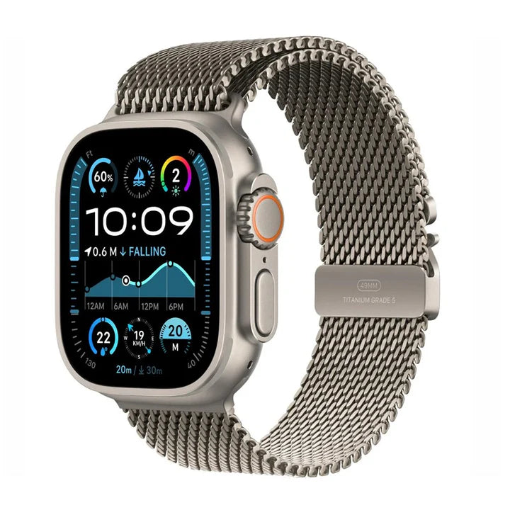 Apple Watch Ultra 2, 49mm, Natural Titanium Case, Natural Milanese Loop, Medium (GPS+Cellular)