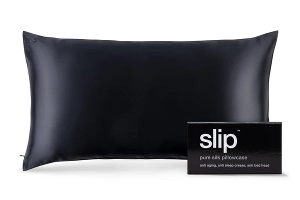 Slip Silk King Zippered Pillowcase - Black