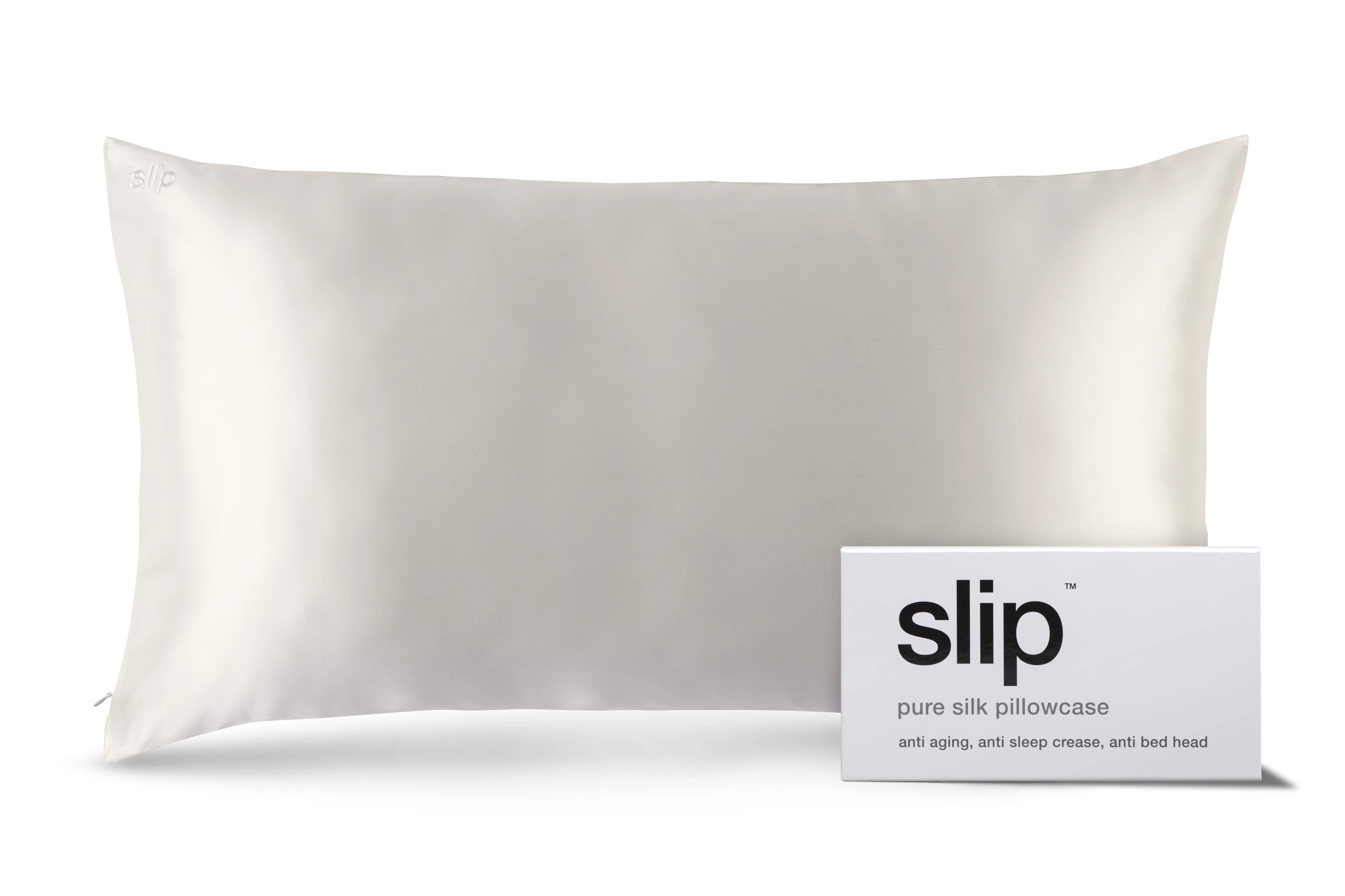 Slip Silk King Zippered Pillowcase - White