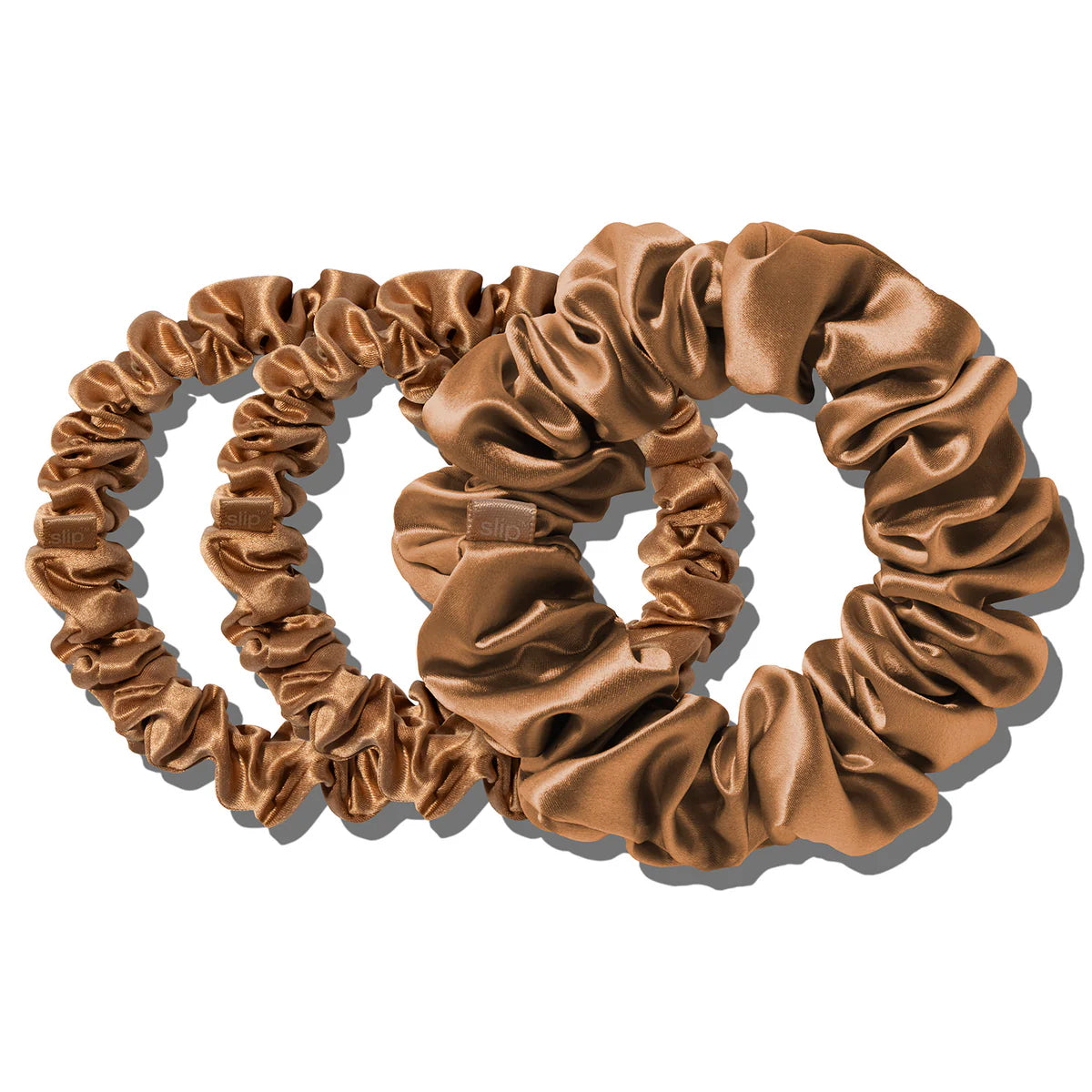 Slip Silk Back To Basics Black Midi/Large Scrunchie Set - Copper