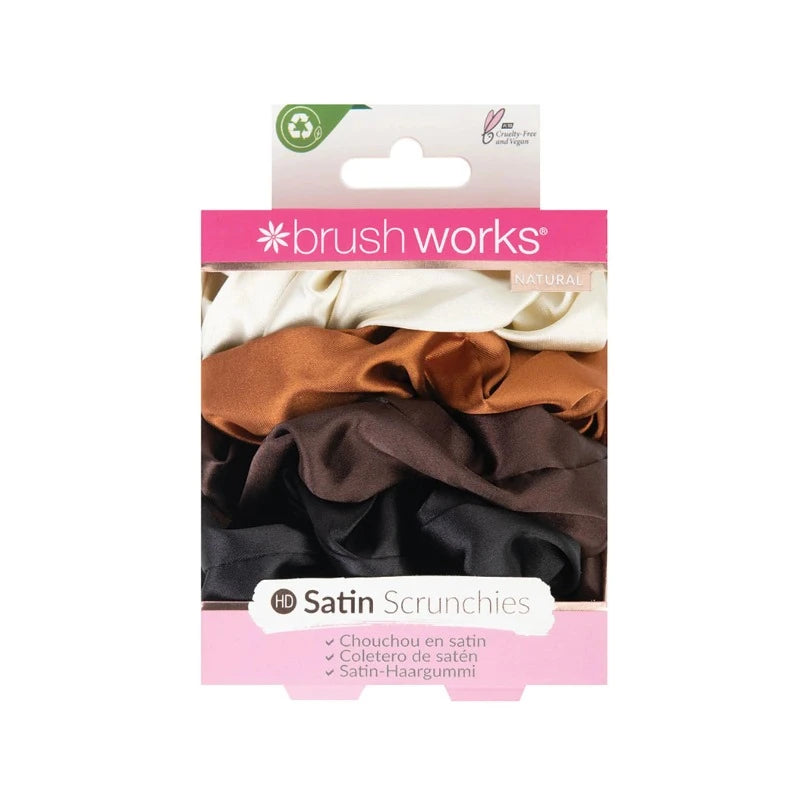 Brush Works Natural Satin Scrunchies (Pack Of 4)