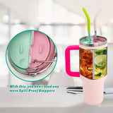 2-in-1 Silicone Drink Divider & Spill Stopper for 40oz Stanley Cups - Reusable, Fits Hot & Cold Beverages - White & Green