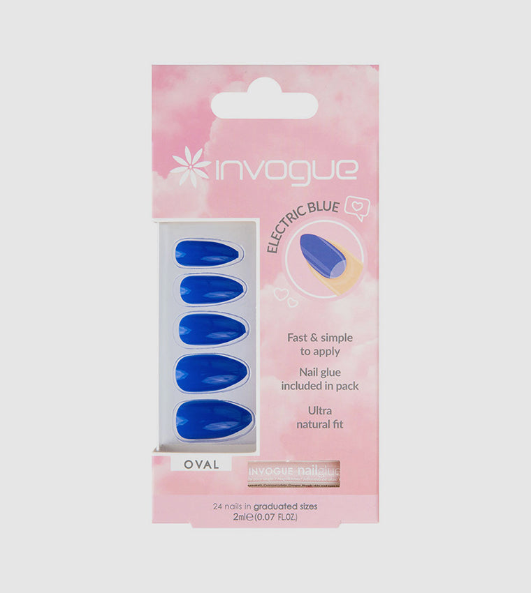 Invogue Electric Blue Oval Nails (24 Pieces)