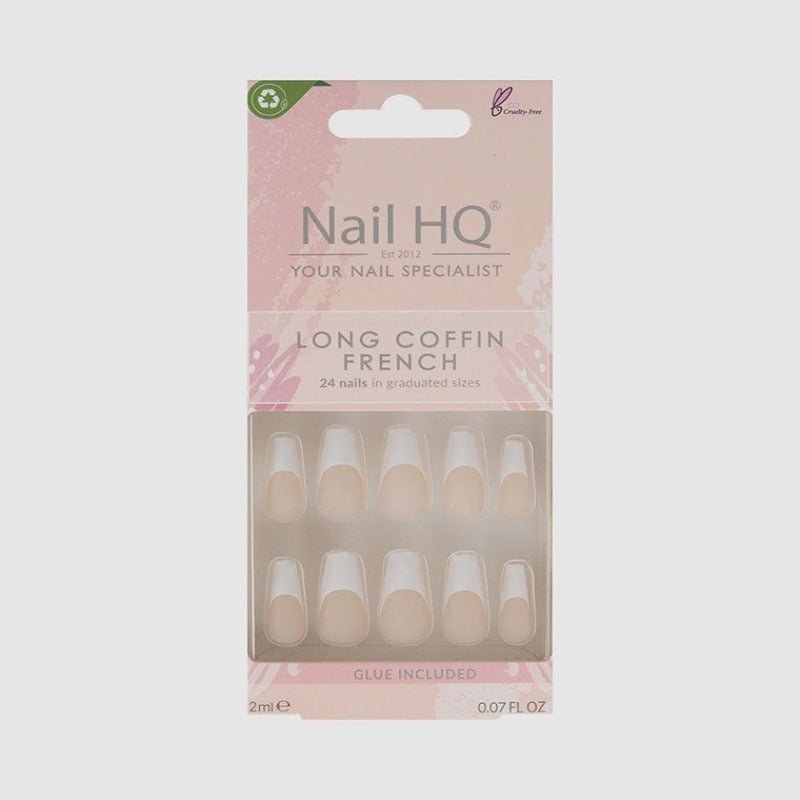 Nail Hq 24 Pieces Long Coffin French Nails