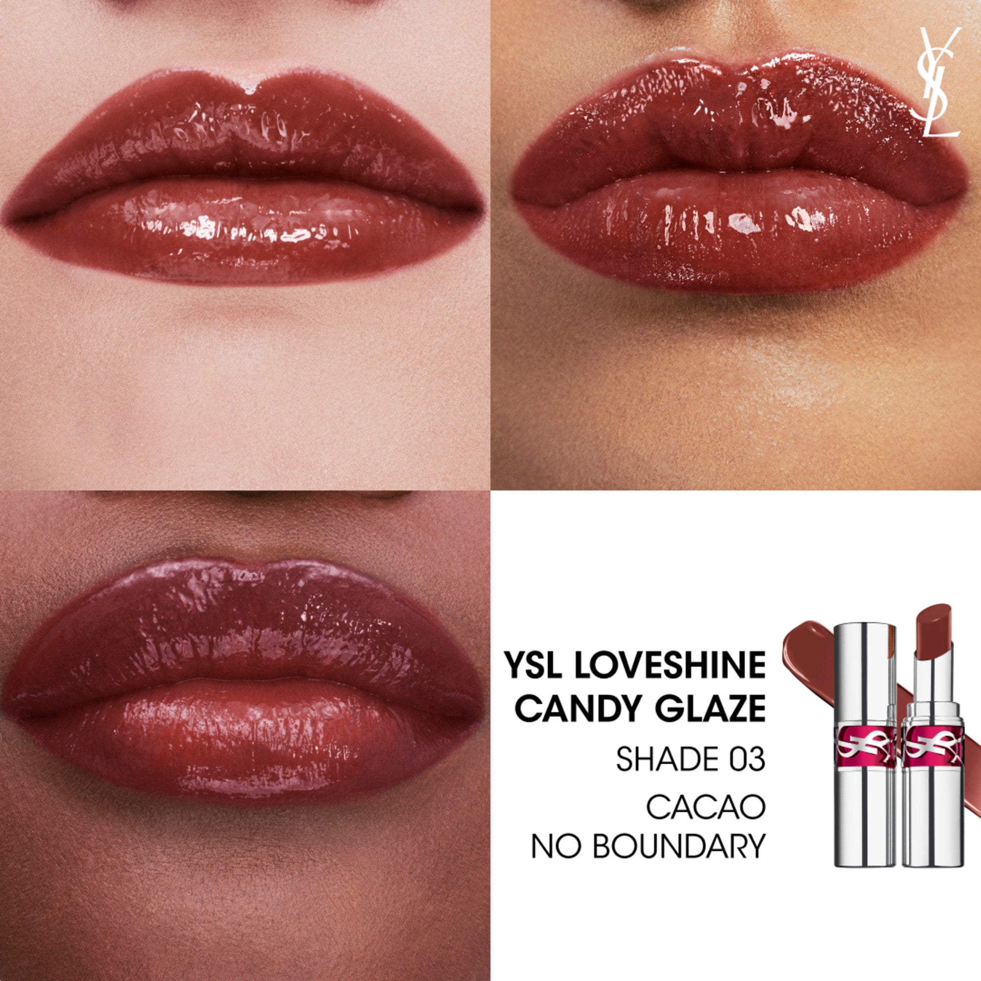 Yves Saint Laurent Candy Glaze Lip Gloss Stick - 3 Cacao No Boundary (3.2g)